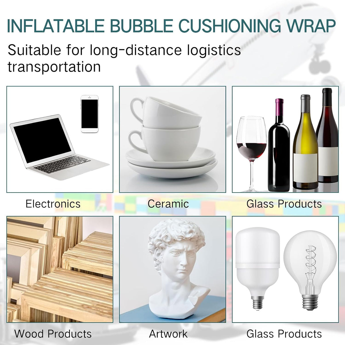 1 Rolls Inflatable Bubble Air Pillows, 12" x 175' Wrap with Pump