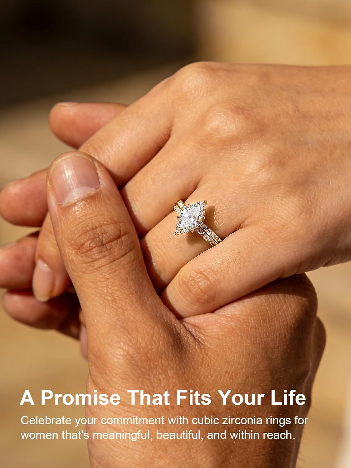 3.5CT Marquise Cut Engagement Ring Set for Women, 5A Cubic Zirconia Promise Wedding Band with 6 Prongs, 14K