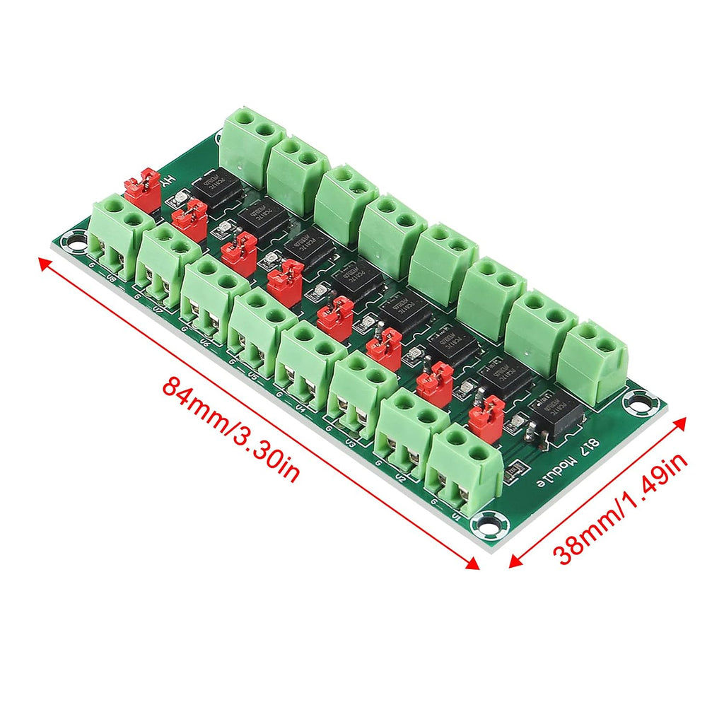 2Pcs PC817 8 Channel Optocoupler Isolation Board 3.6-30V Driver Photoelectric Isolated Module Voltage Converter Adapter Module