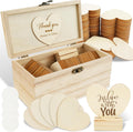 Wedding Guest Book Alternative Set with 100 Wooden Hearts Heart Sign Stand and 4 Adhesive Wedding Guest Book