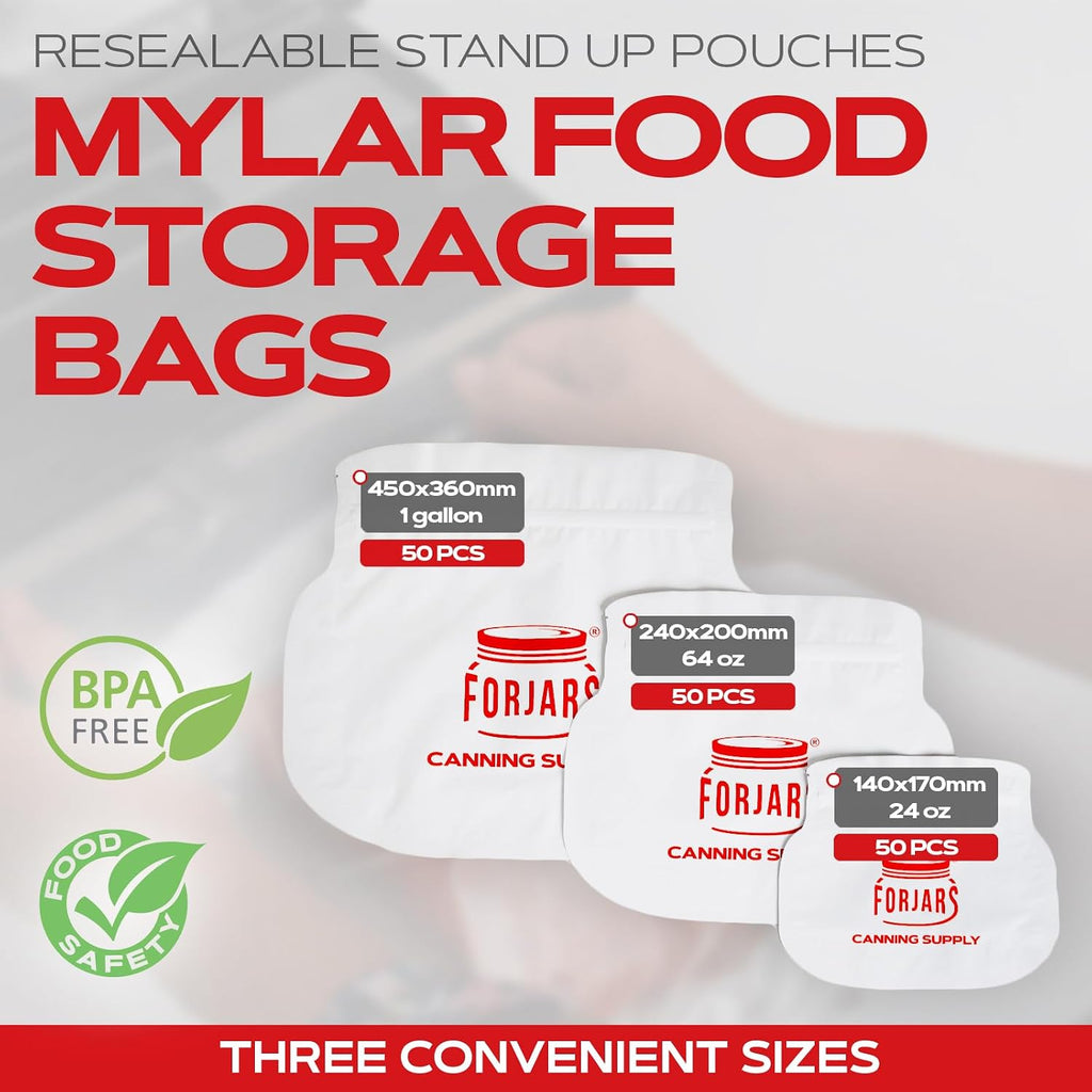 Extra Thick Mylar Bags for Food Storage - Smell Proof, Long Term-Food with Oxygen Absorbers, For Canning, Ziplock