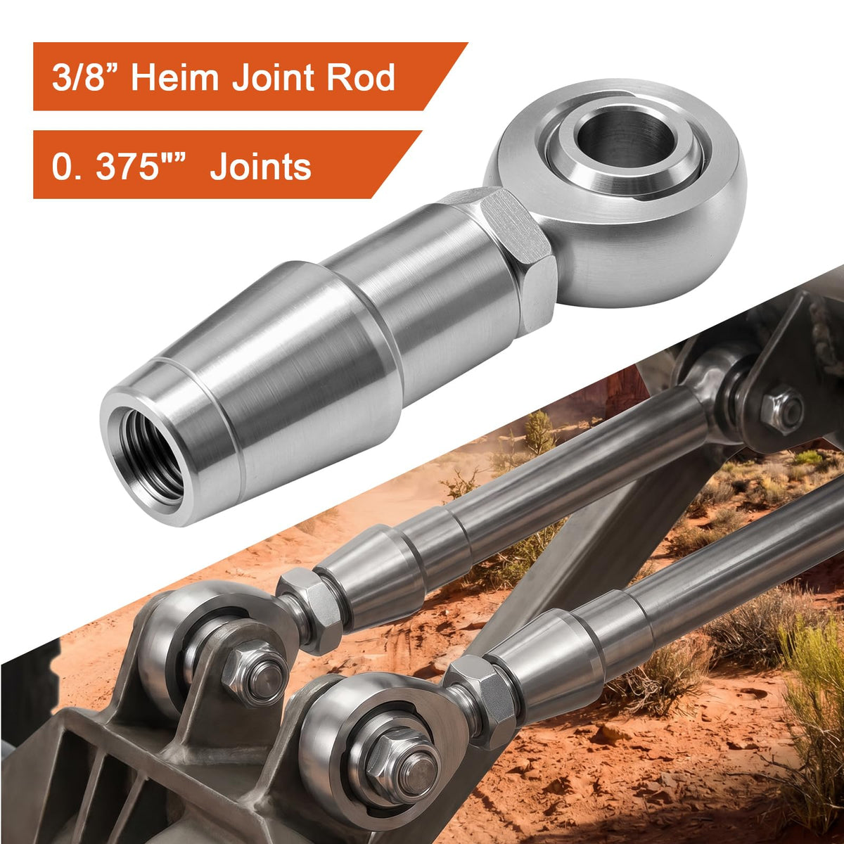 MDEOOSKY 2 Pair 3/8" Heim Joint Rod End Kit, 0.375” Chromoly Joints Panhard Kit with Tube Adapters & Jam Nuts, Ideal for Steering and Suspension Systems