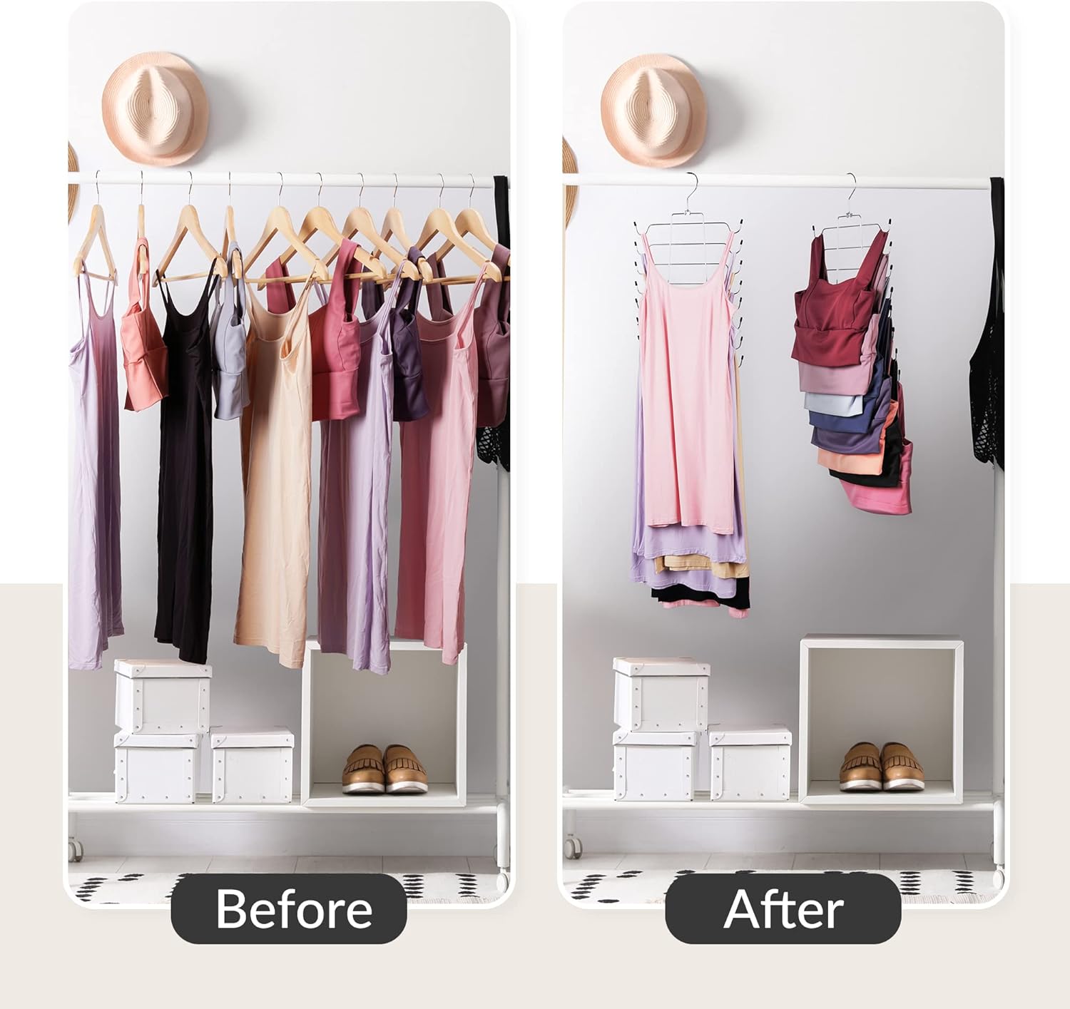2 Pack Tank Top Hanger Space Saving, Bra Hangers for Closet Organizer, Hanging Bra Organizer Tank Tops Holder with 16