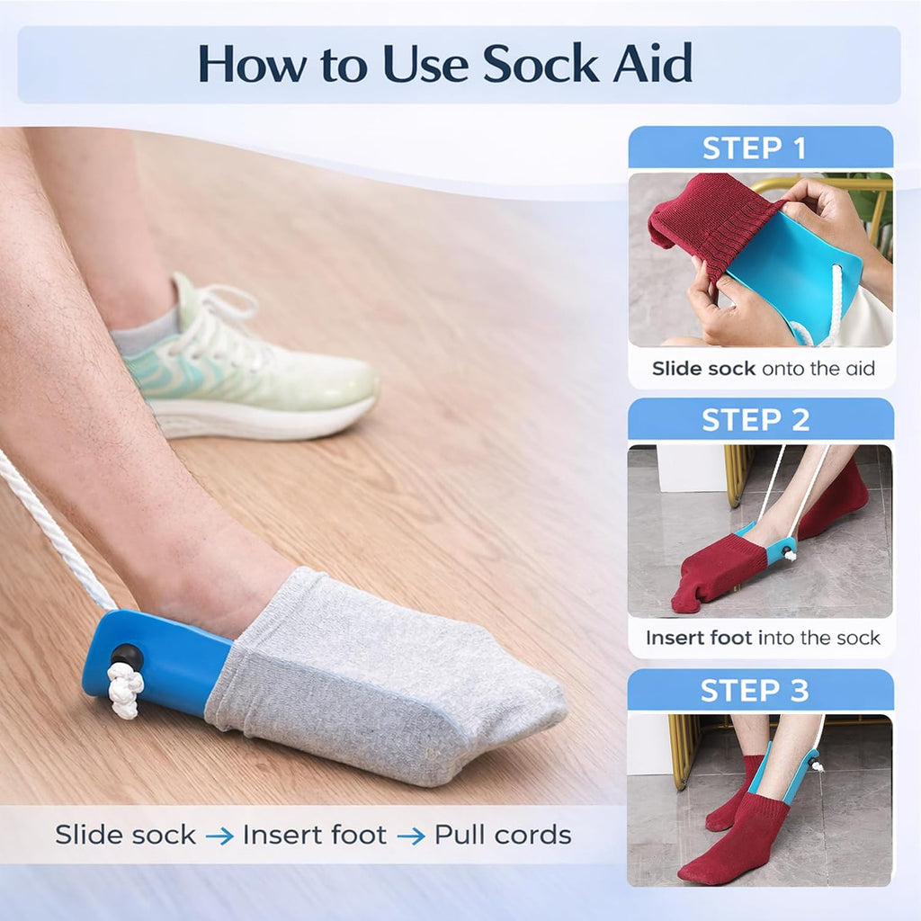 4-in-1 Sock Aid Kit for Seniors - Sock Remover, Leg Lifter & Car Handle