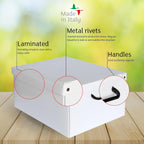 : Storage Box 2 Pack: Large - Leather Brown - Lid-Handles, Decorative Cardboard Organizer, Stack-Fold