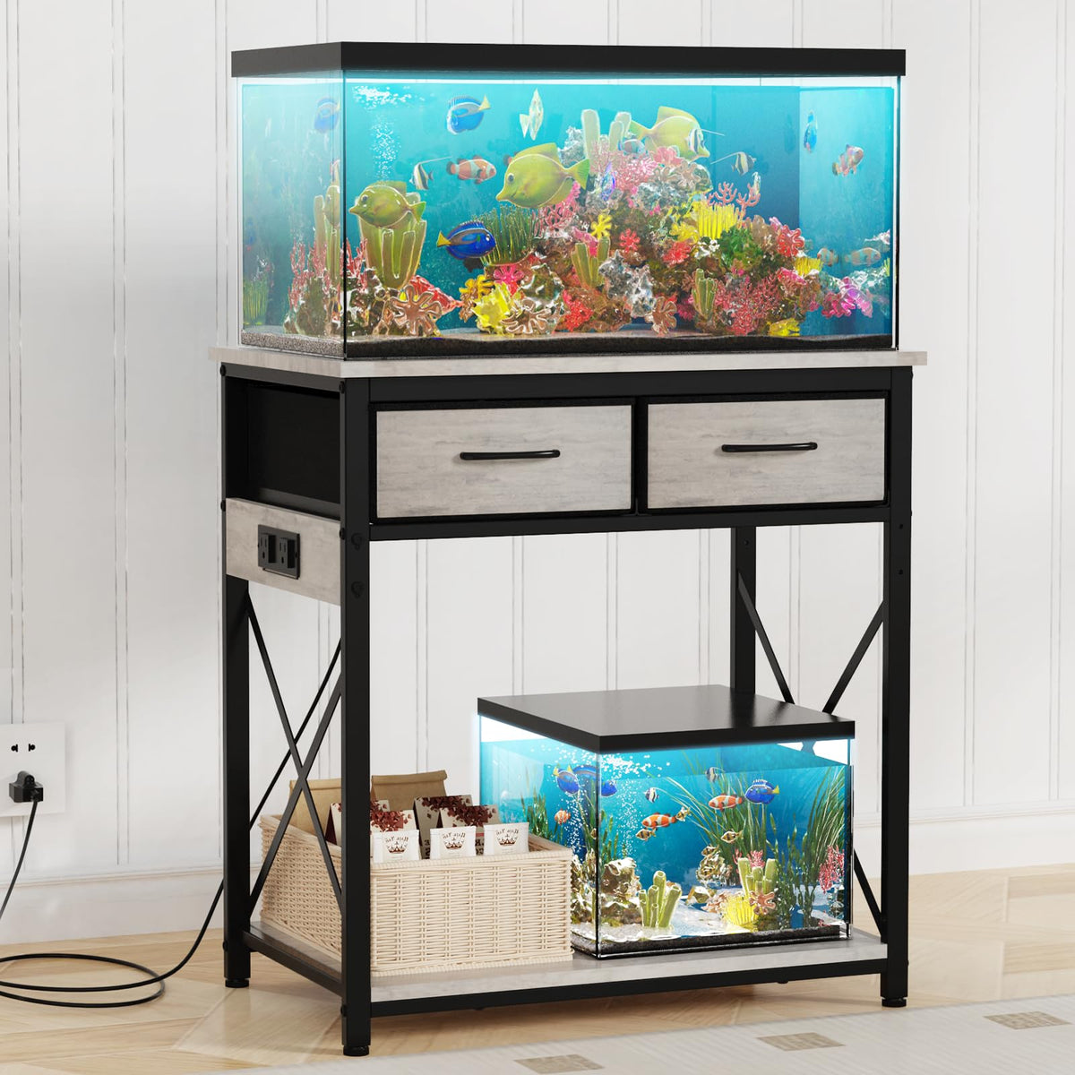Fish Tank Stand, 20-29-37 Gallon, Grey