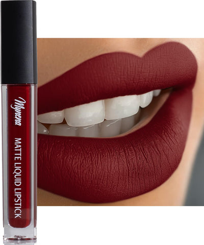 Burgundy Red Long-Lasting Waterproof Matte Liquid Lipstick - Emma