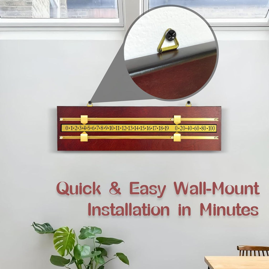 Wooden Wall-Mounted Scoreboard for Snooker,Billiards, Pool Table and Shuffleboard Games - Classic Score Keeper for