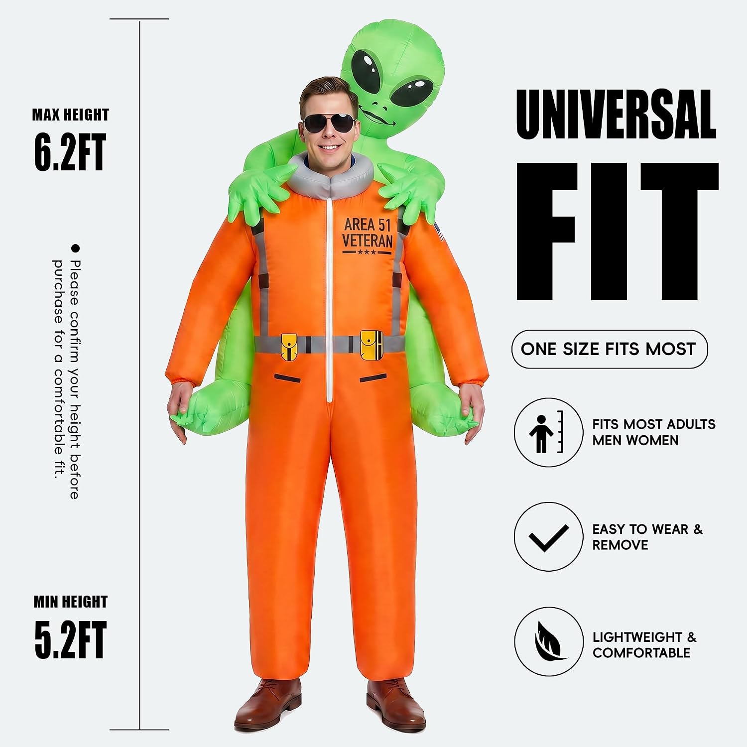 Alien Abduction Blow Up Costume for Adults Men and Women | Funny Inflatable Halloween Costume with Dual Blowers, USB
