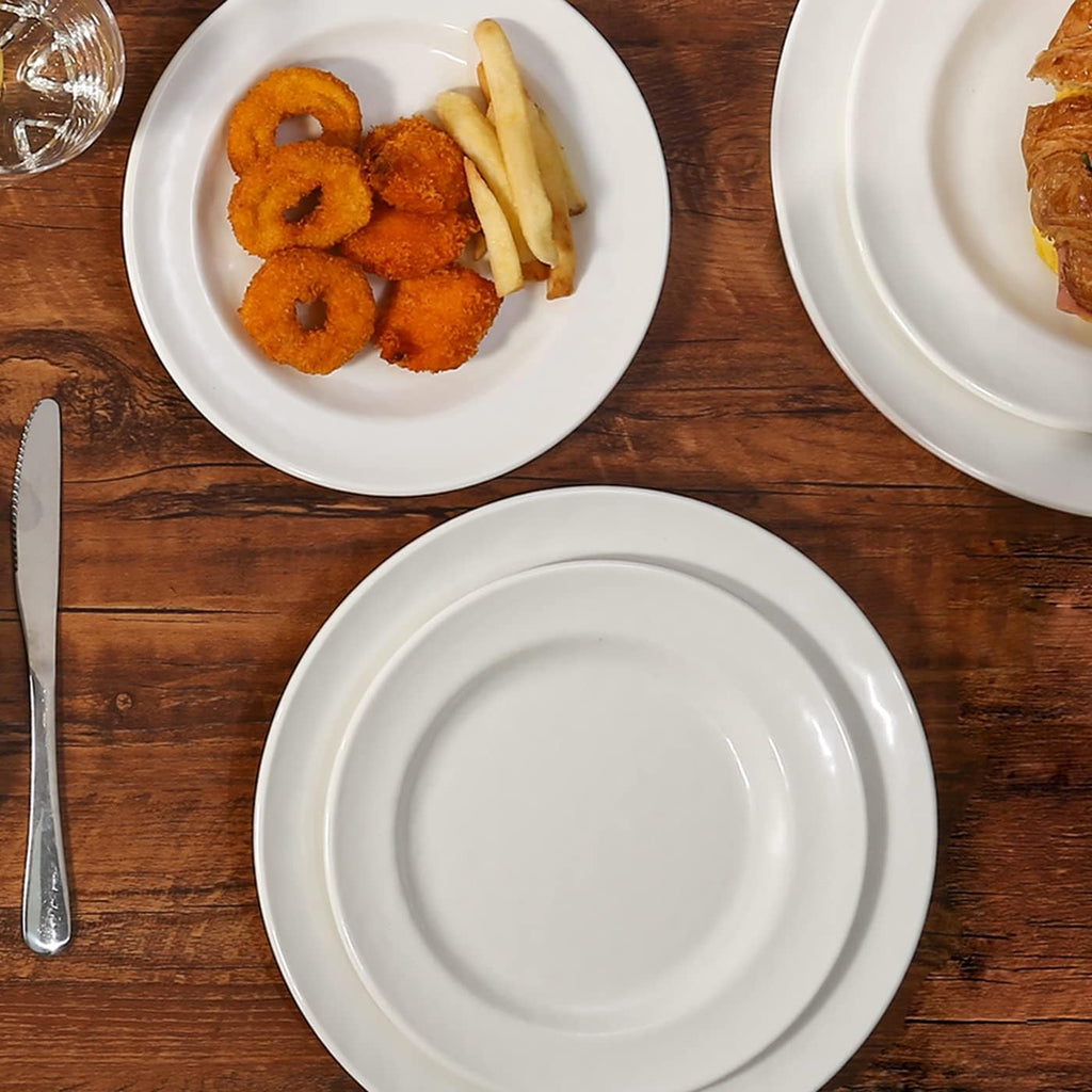 8.5" Melamine Round Dinner Plates, 6-Piece Plate Sets, Ivory