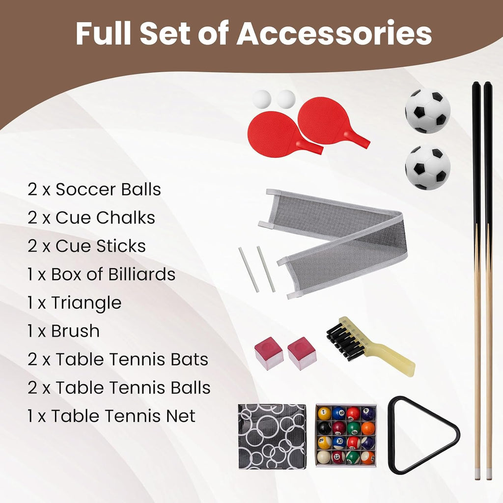 3 in 1 Multi Game Table, Swivel Combo Game Table with Foosball, Billiards & Table Tennis, Rod Storage Rack