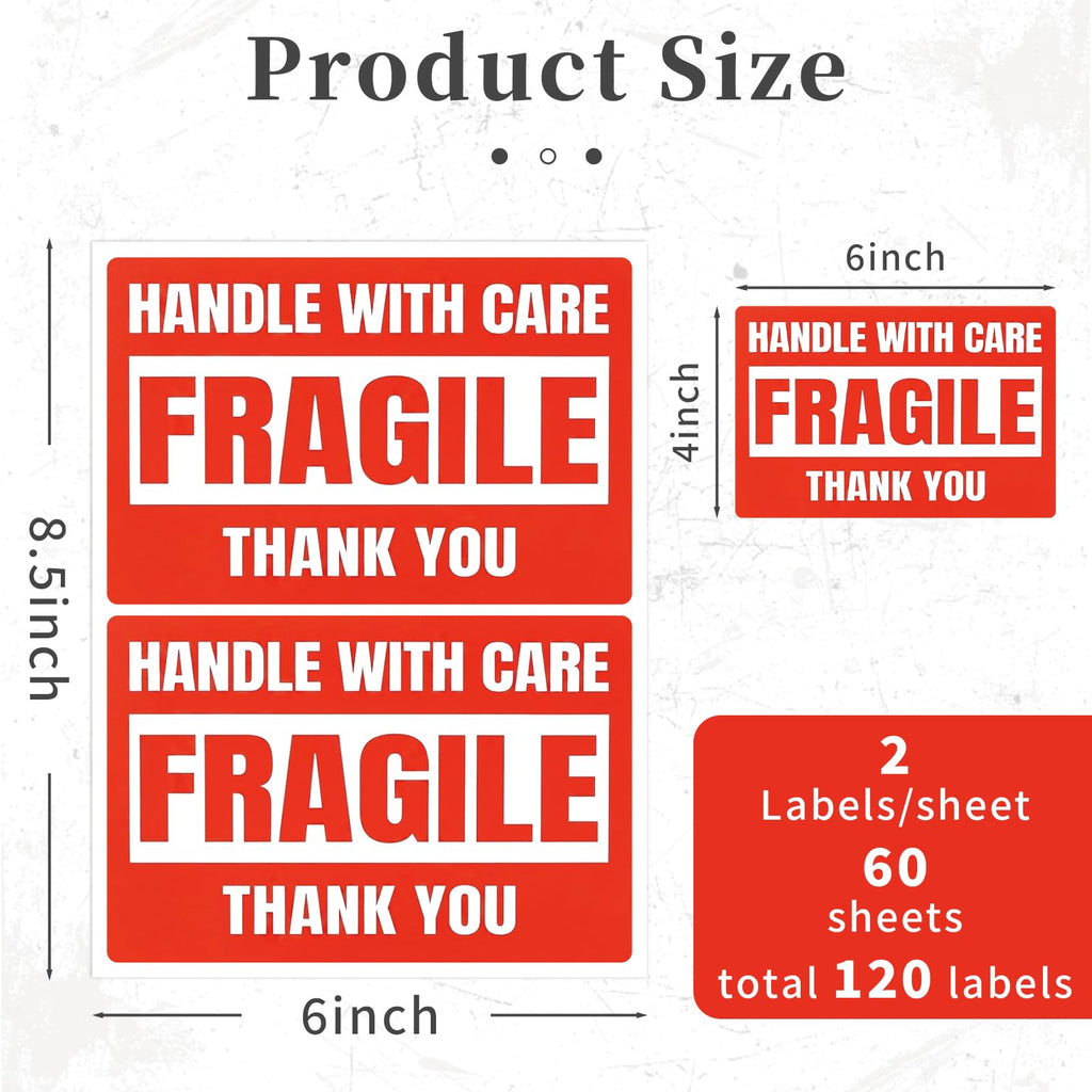 Vololitx 4 x 6 Inch 120 Pcs Fragile Stickers for Shipping and Moving