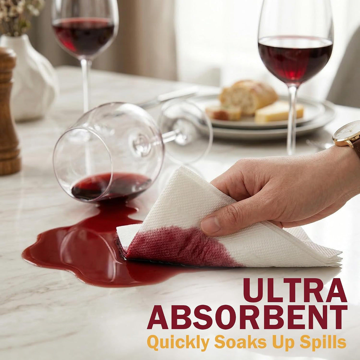 White Paper Napkins Everyday, 500 Count, 2-Ply, 6.5 x 6.5 in