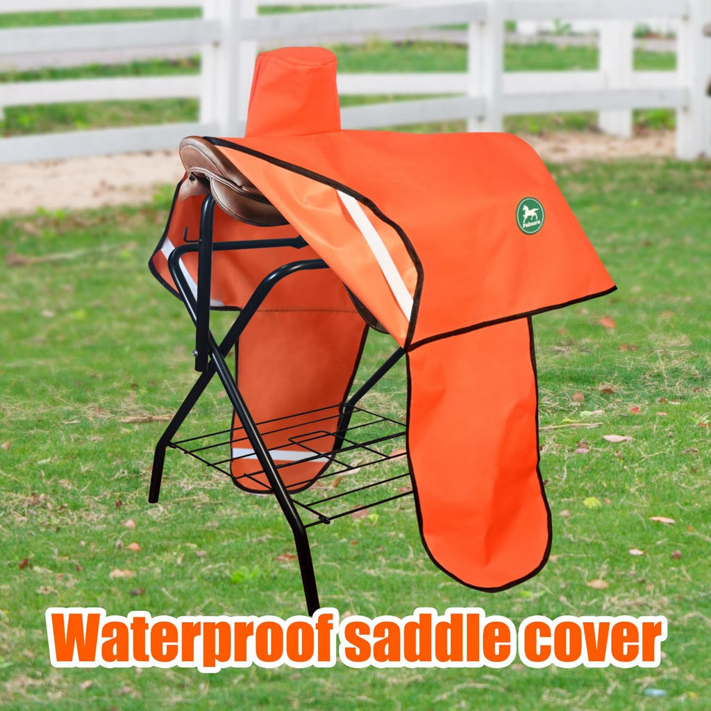 Western Saddle Cover with 6 Elastic Straps（Orange）