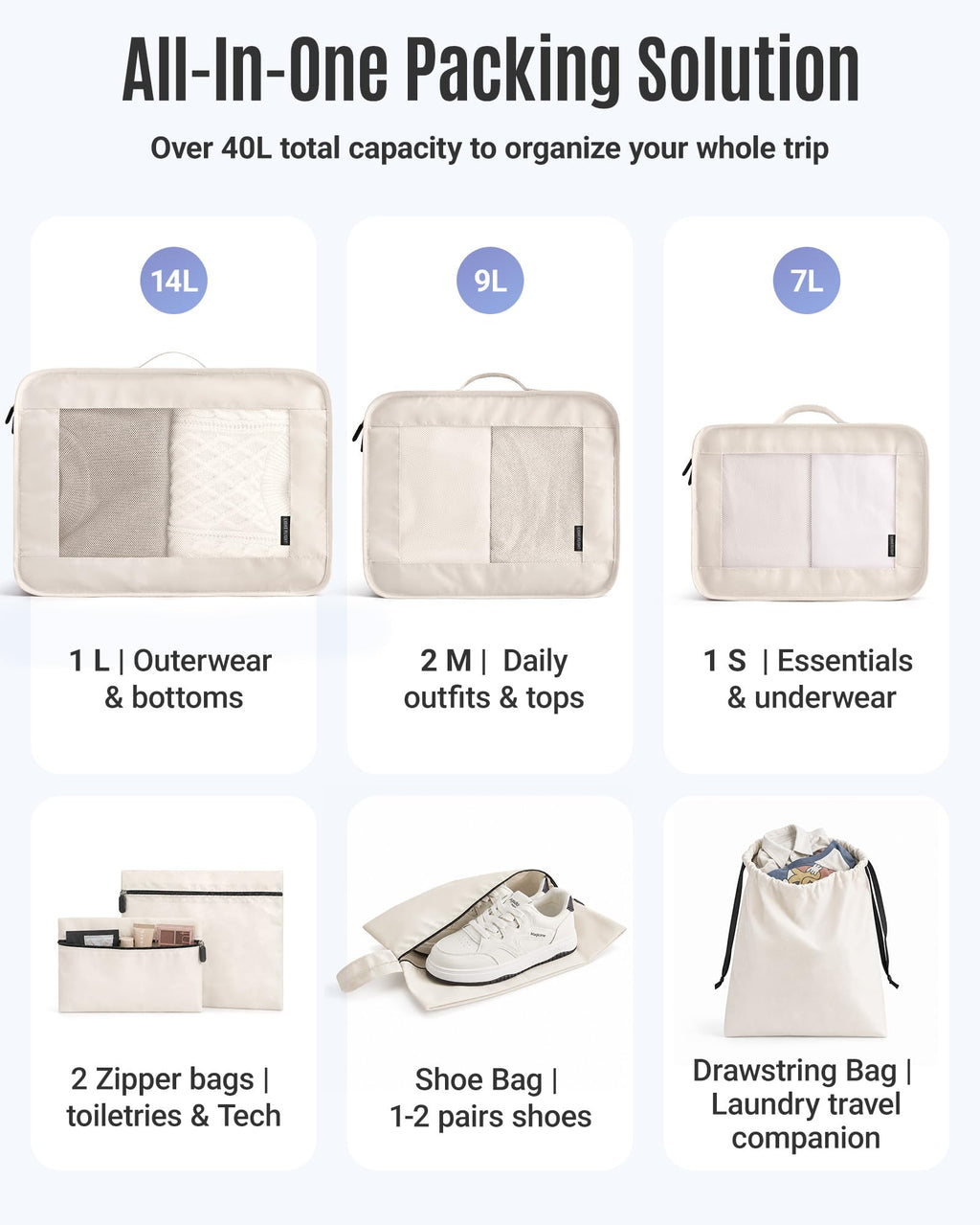 8 Set Packing Cubes for Travel, Cruise Ship Travel Essentials
