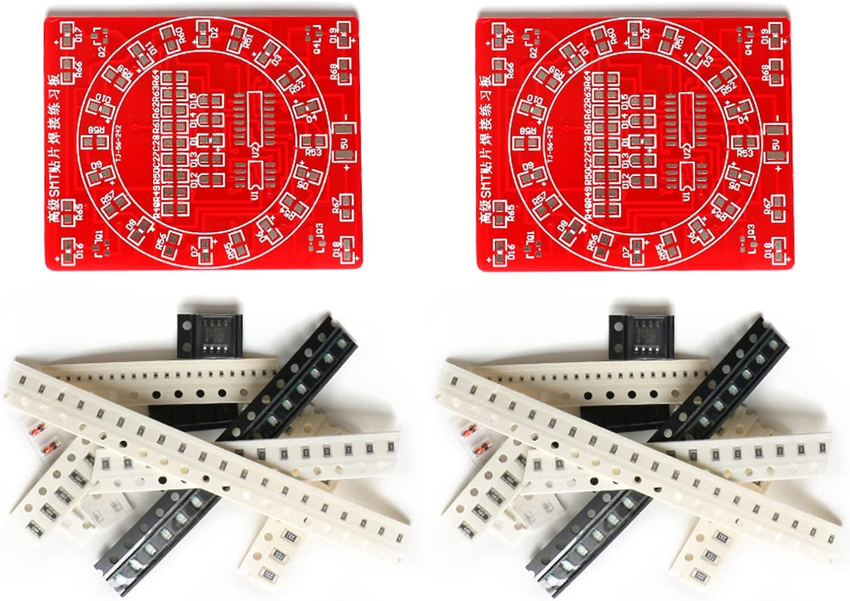 2Pcs SMT SMD Component Welding Practice Board Rectifiers CD4017 NE555 Soldering Skill Training Board Flowing Water Light Kit DIY Electronic Kit Mini Practice Board Easy SMD