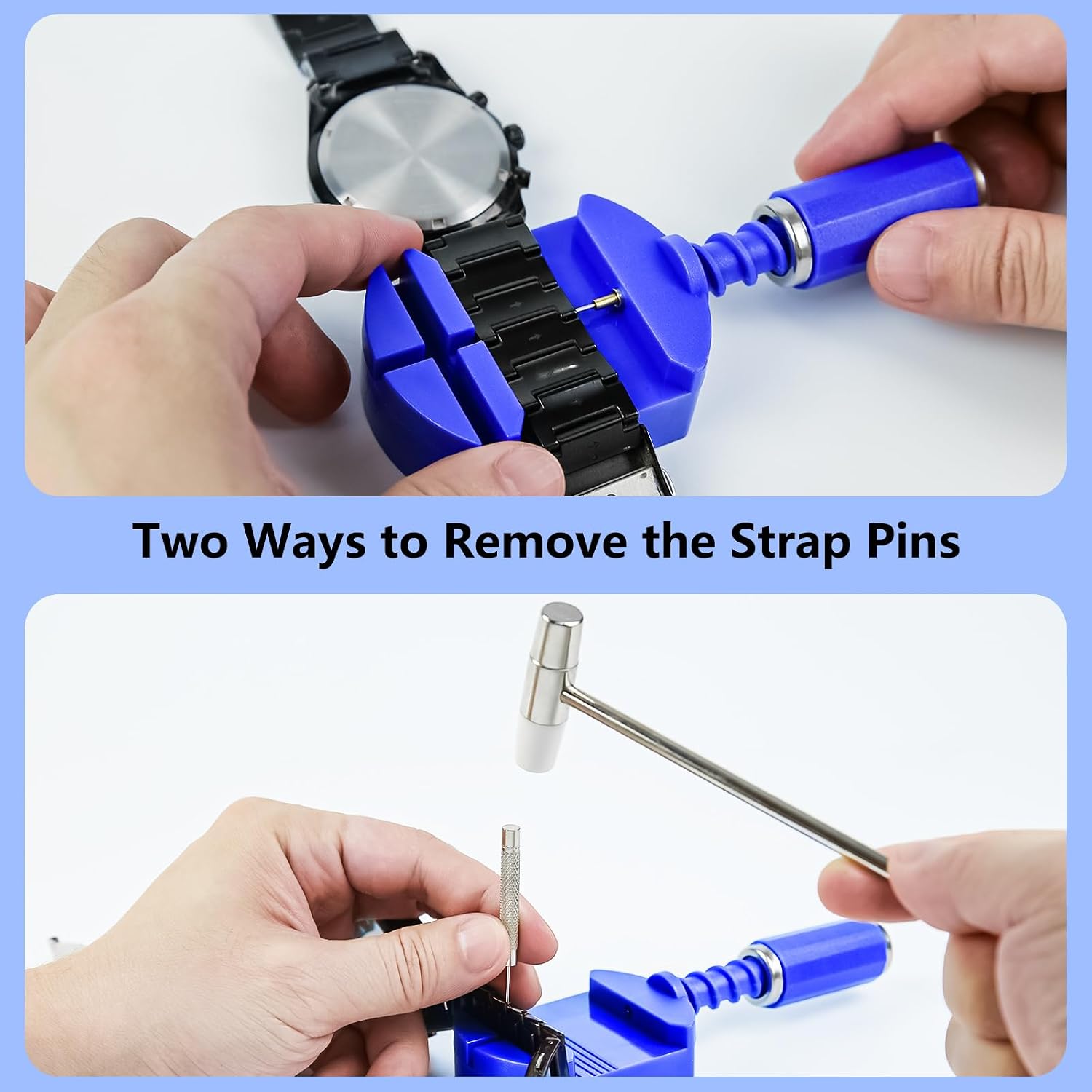 Watch Repair Kit + Watch Press Tool, Watch Battery Replacement Tool Kit | Watch Link Removal Kit with Carrying Case