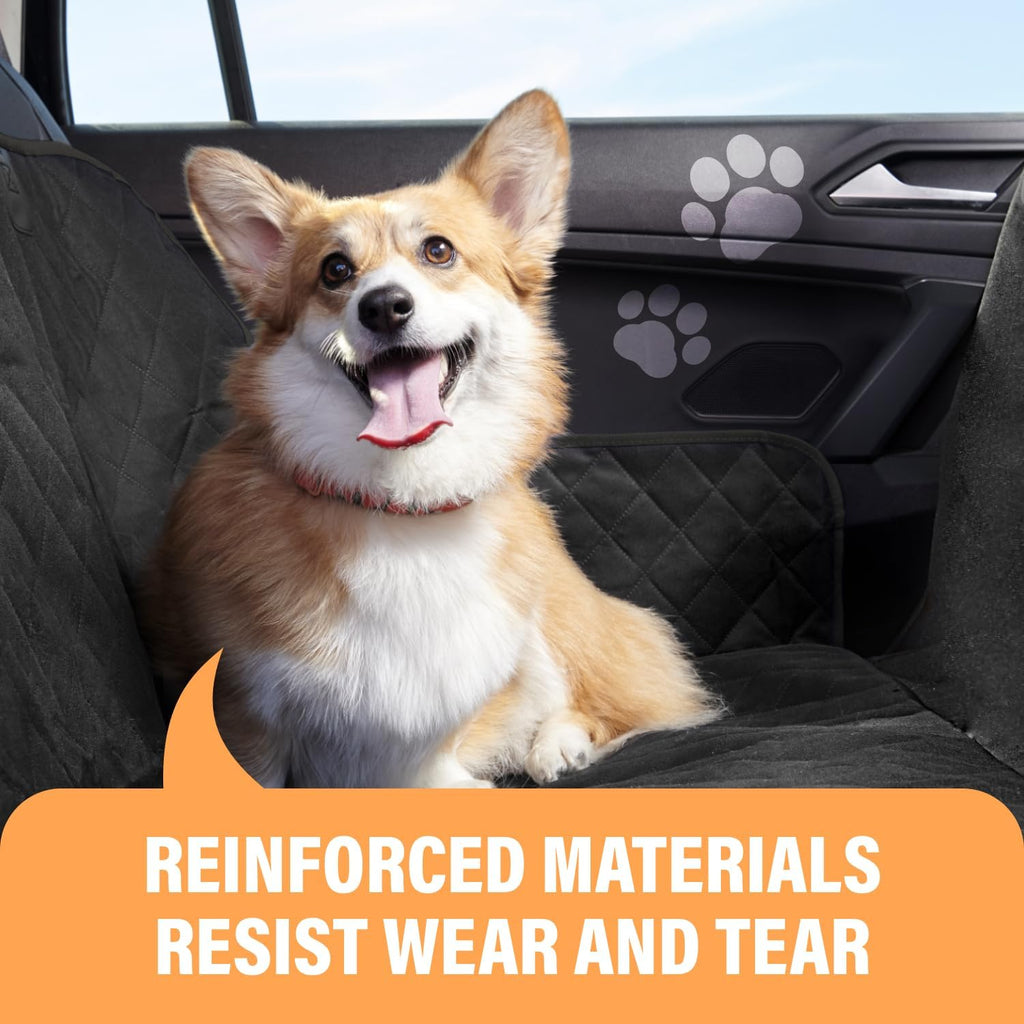 Black Standard Dog Car Hammock Back Seat Cover, Waterproof Backseat Cover Protector for Truck Bench Rear of Sedans or