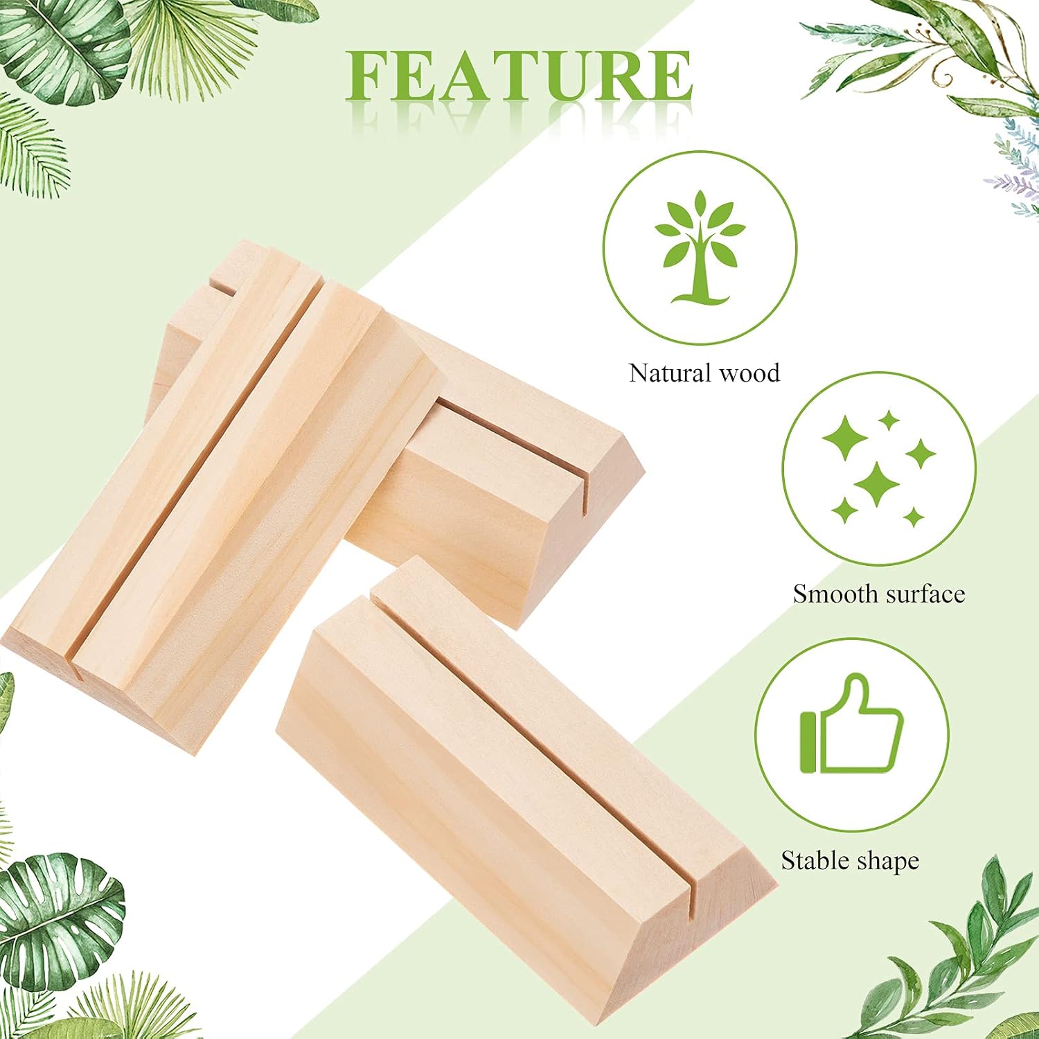 12 Pcs Wood Place Card Holders 3 x 1.57'' Trapezoidal Wooden Table Number Holder Sign Support Stand for Name Card for