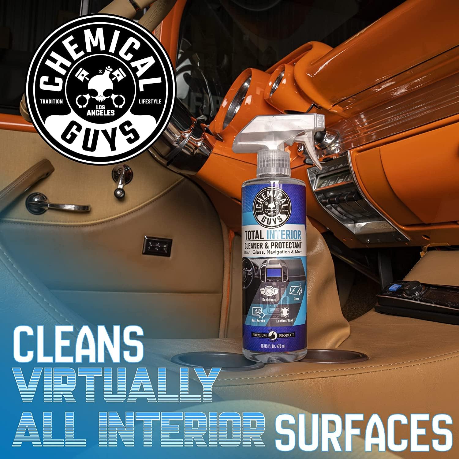 Total Interior Cleaner & Protectant Interior Cleaner, Cleans & Protects Leather, Vinyl, Plastic, Rubber, Glass with a