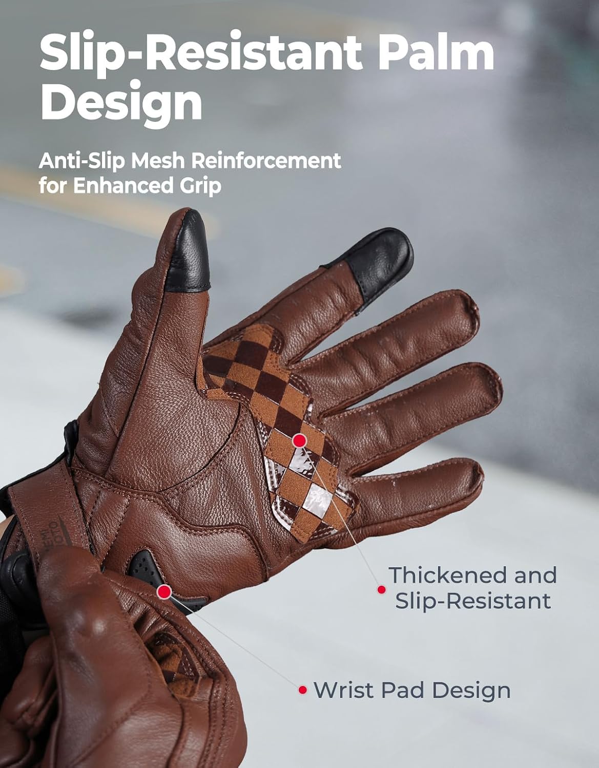 Motorcycle Gloves, Leather Motorcycle Riding Gloves for Men and Women, Touchscreen Motorbike Gloves for Motorcross