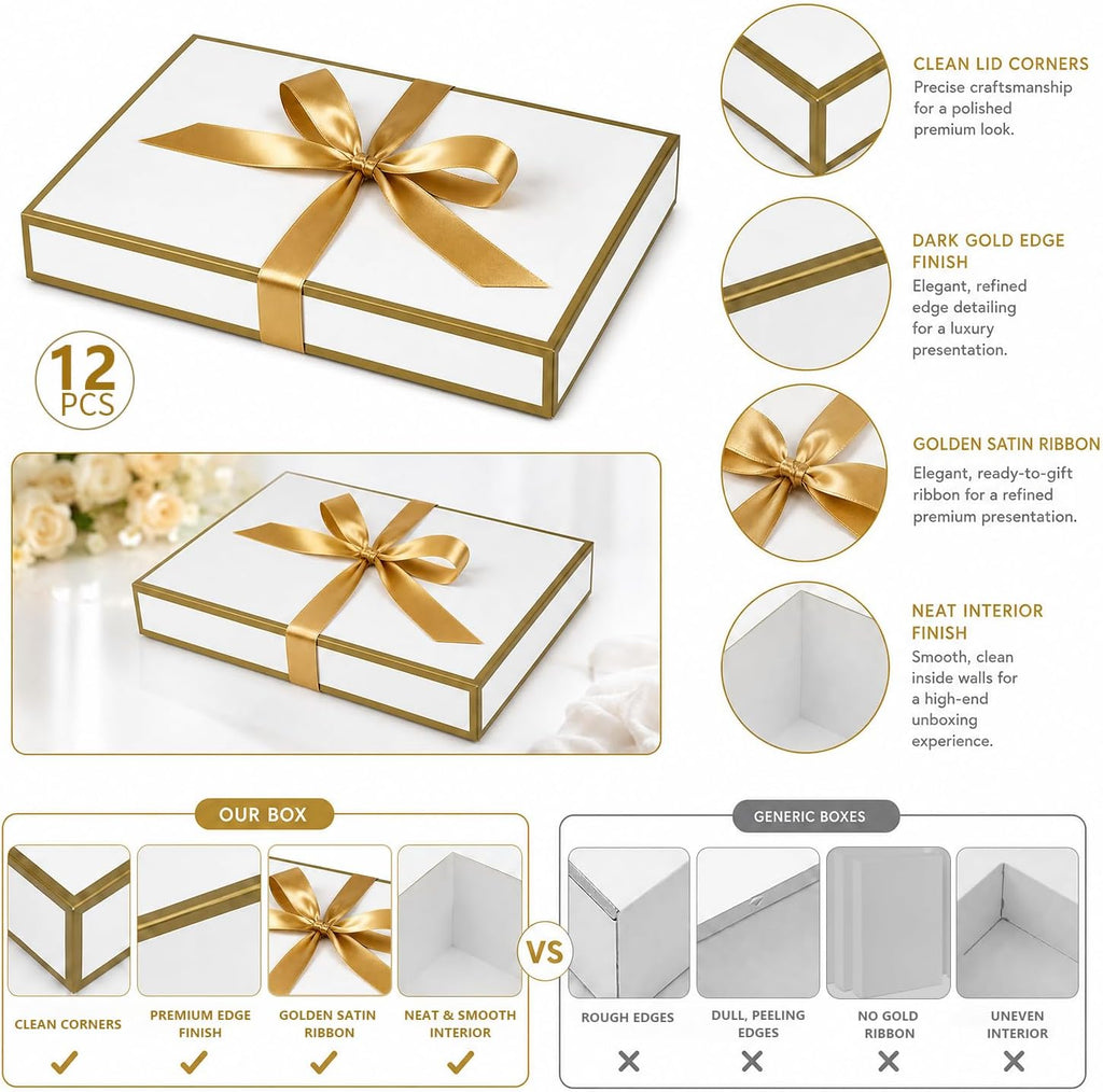 White Gift Boxes with Lids, Shirt Boxes for Gifts, 12 Pack