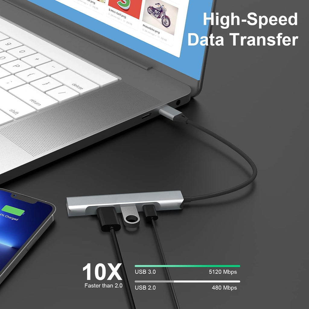 Lightning to USB Hub [Apple MFi Certified] 4-in-1 USB OTG Hub with 3 USB3.0 Port and Fast Charging Port for