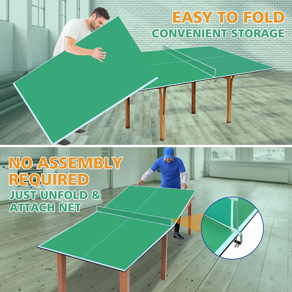 Ping Pong Table Top for Billiard Table, 7FT/8FT/8.5FT/9FT Foldable Table Tennis Table Topper for Pool Table, Indoor