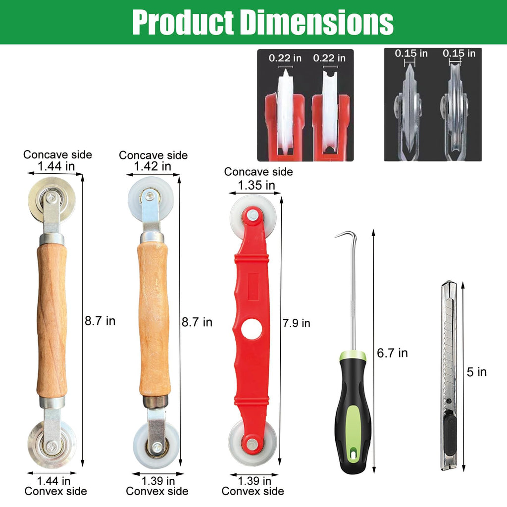 Screen Repair Kit & Window Screen Replacement Kit with Spline Roller Tool, Spline Removal Hook, Screen Cutter - Easy