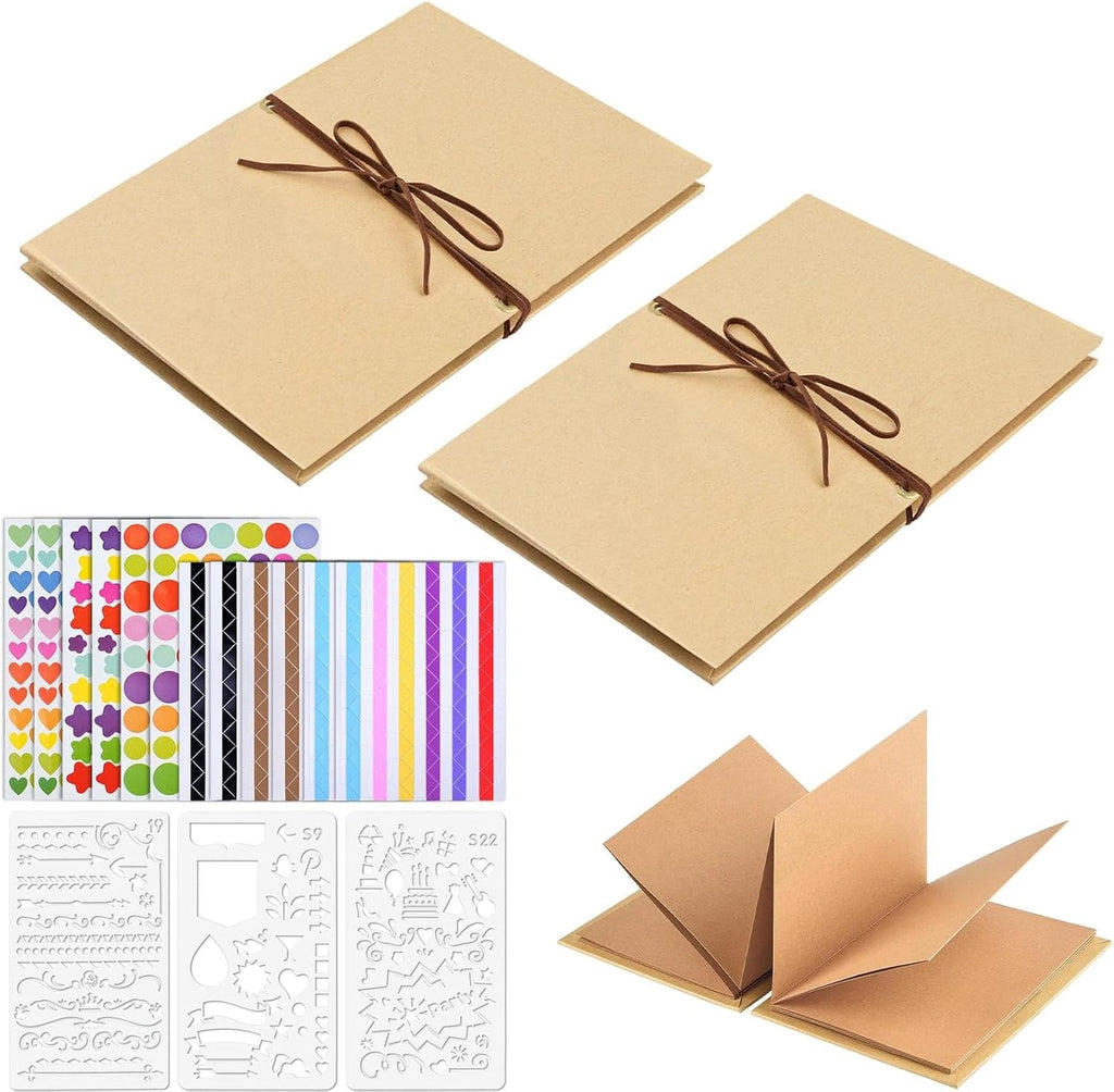 Accordion Scrapbook Album,Brown Kraft Paper Pages with DIY Accessories,Small Blank Photo Albums Set,6 X 8 Inch DIY