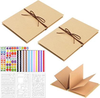 Accordion Scrapbook Album,Brown Kraft Paper Pages with DIY Accessories,Small Blank Photo Albums Set,6 X 8 Inch DIY