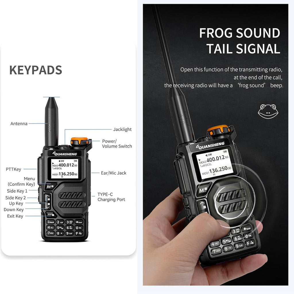 Quansheng UV K5 Handheld Portable Amateur Radio VHF/UHF FM Transceiver | Dual Band Walkie Talkie, Type-C Connector