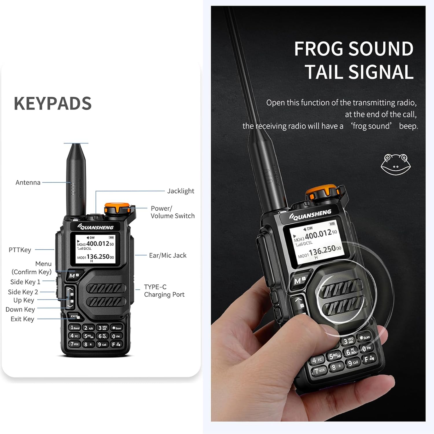 Quansheng UV K5 Handheld Portable Amateur Radio VHF/UHF FM Transceiver | Dual Band Walkie Talkie, Type-C Connector