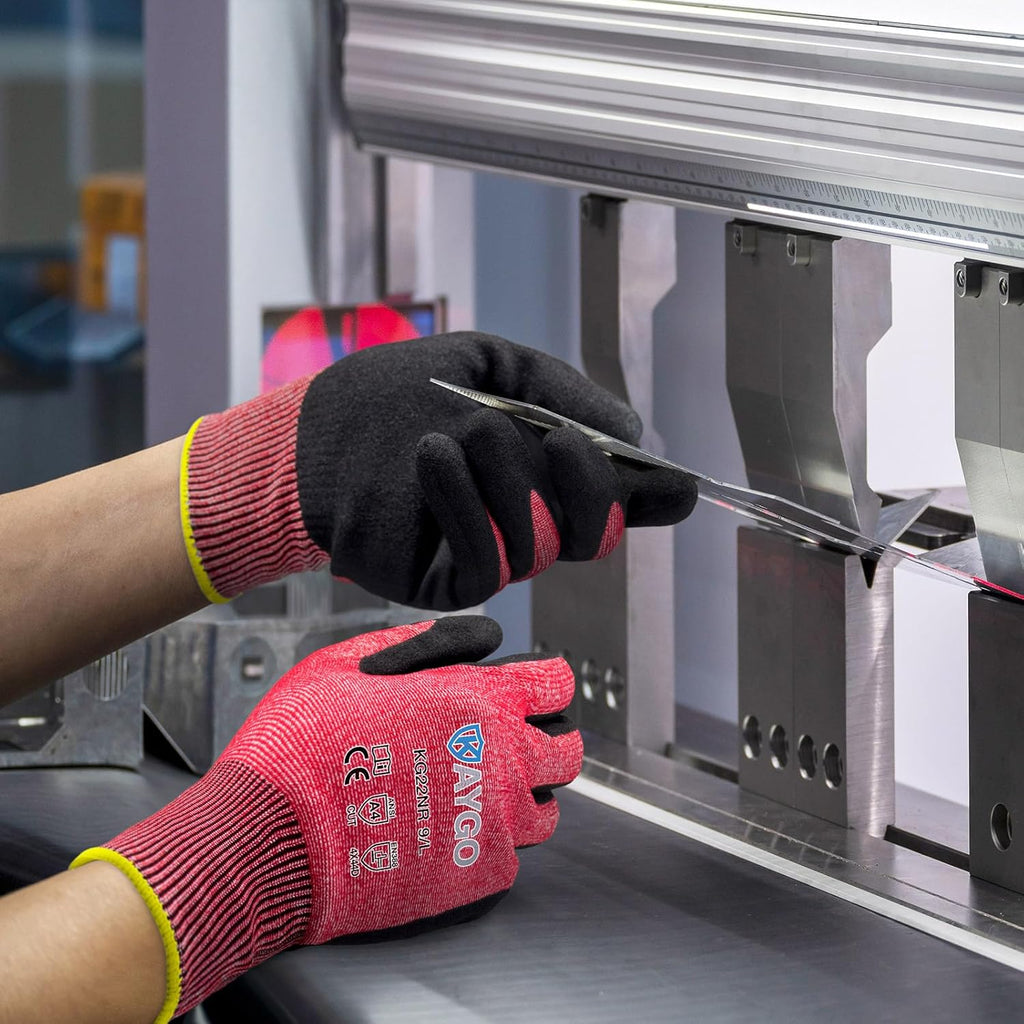 Cut Resistant Gloves Micro Finishing Nitrile Coated,Safety Work Gloves with Firm Grip,ANSI Cut A4,KG22N,Ideal for
