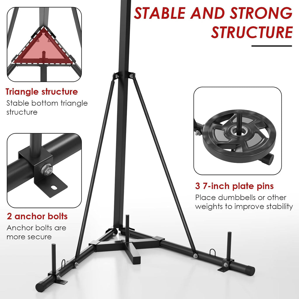 Height Adjustable Heavy Duty Punching Bag Stand, Stand Only | Boxing Bag Stand with Weighted Base for Stability
