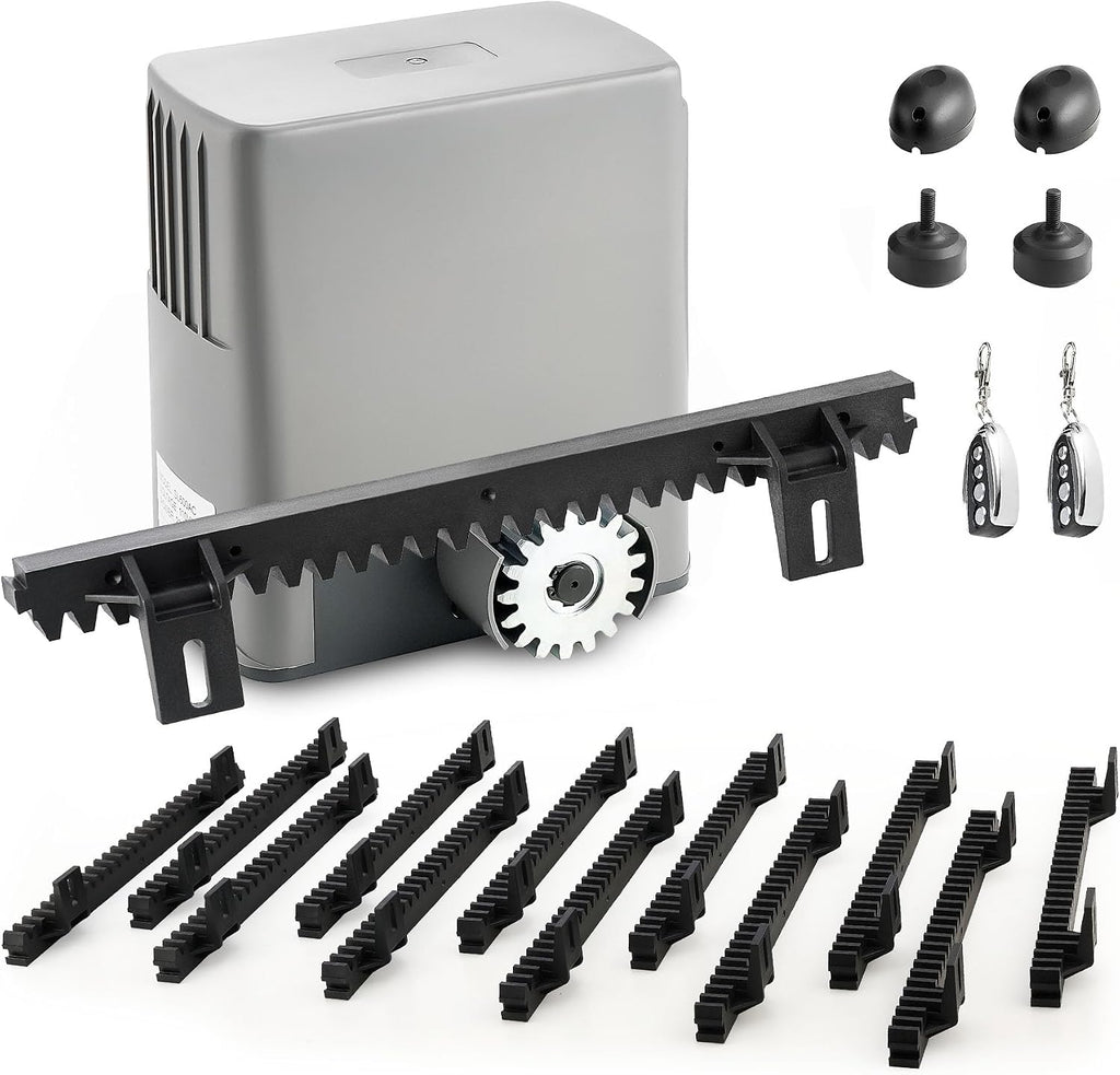 1400lb Rack Driven Sliding Gate Opener with Alarm System, 280W Automatic Gate Opener with Remote Controls, Electric
