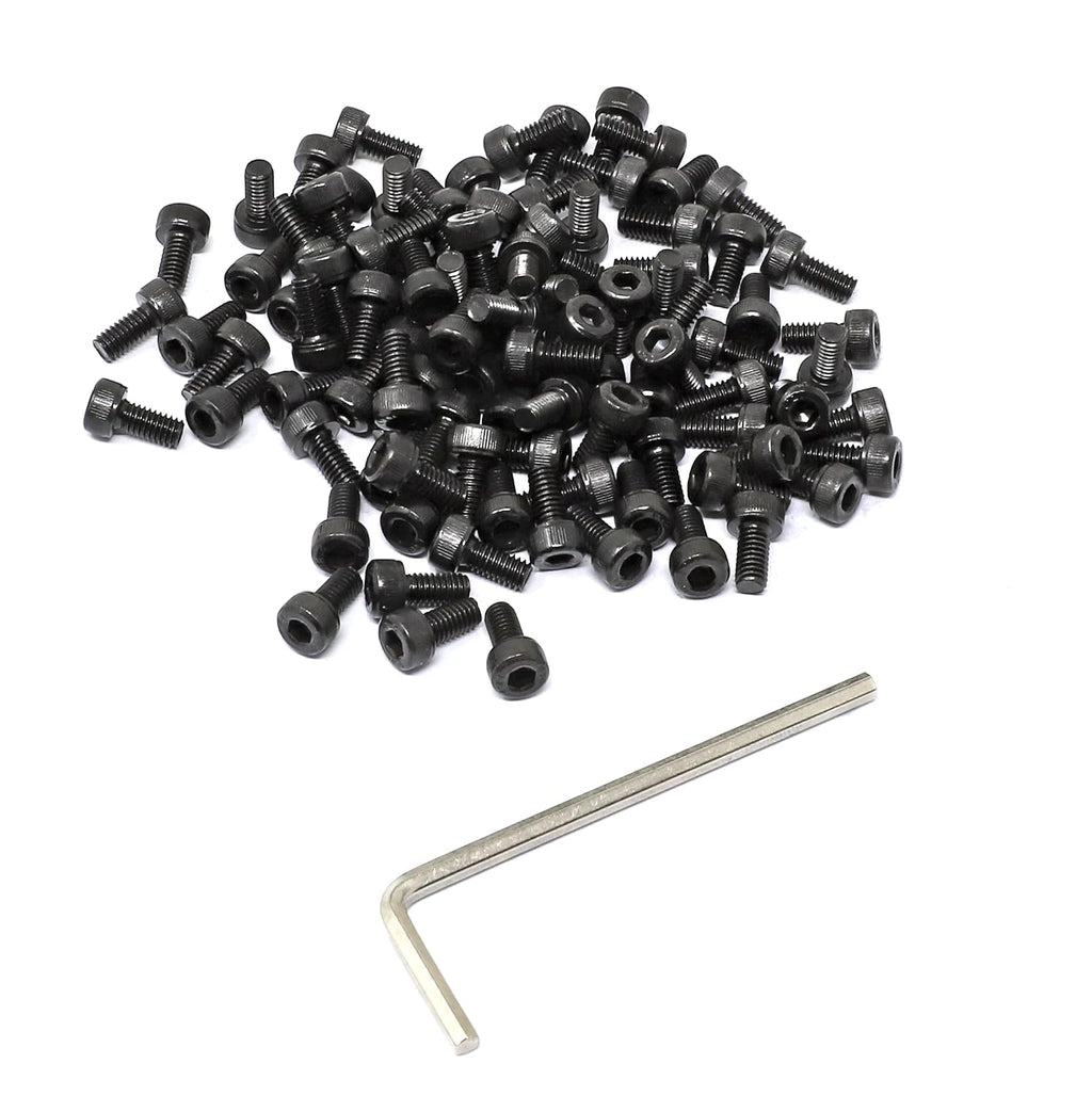 iexcell 100 Pcs M4 x 8mm Thread Pitch 0.7 mm Alloy Steel 12.9 Grade Hex Socket Head Cap Screws Bolts Kit, Black Oxide Finish