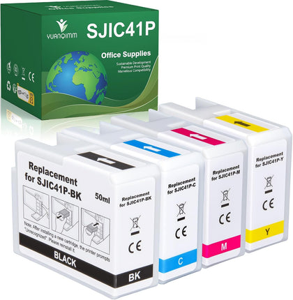 SJIC41P Ink Cartridges Compatible for ColorWorks C4000 C4000u Ink | SJIC41P-BK SJIC41P-C SJIC41P-M SJIC41P-Y