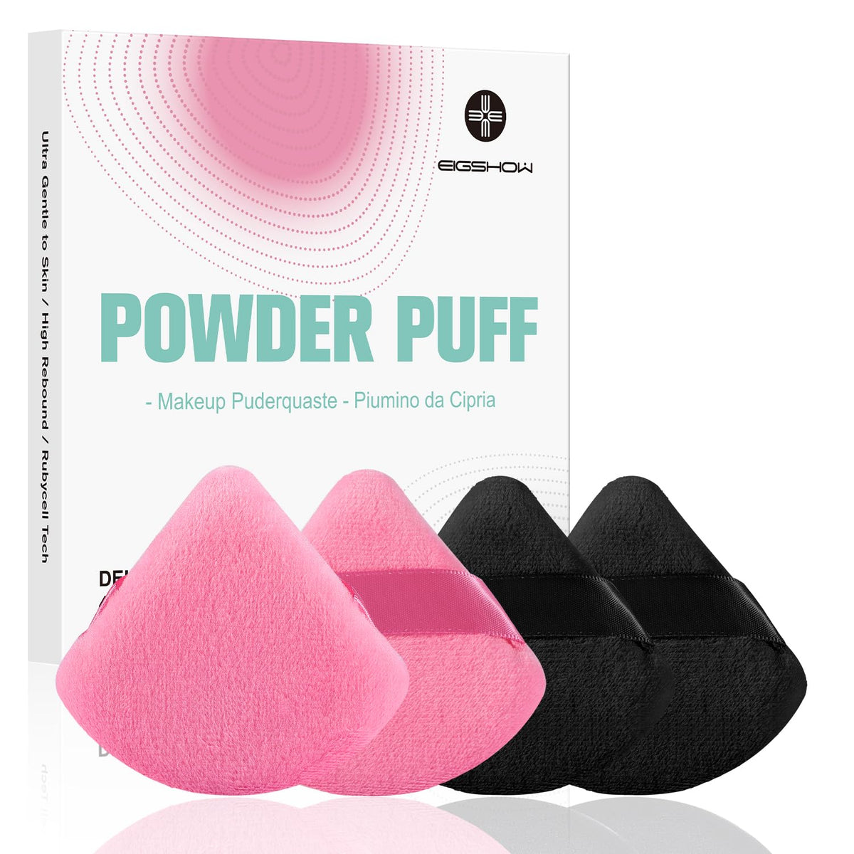 Powder Puff Triangle, Velour Powder Puffs for Loose & Foundation