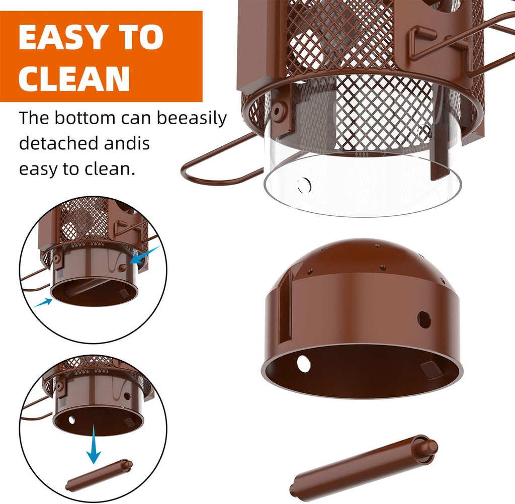Metal Squirrel Proof Bird Feeder,Bird Feeders for Outdoors,Weight Activated Squirrel Proof Wild Bird Feeders with