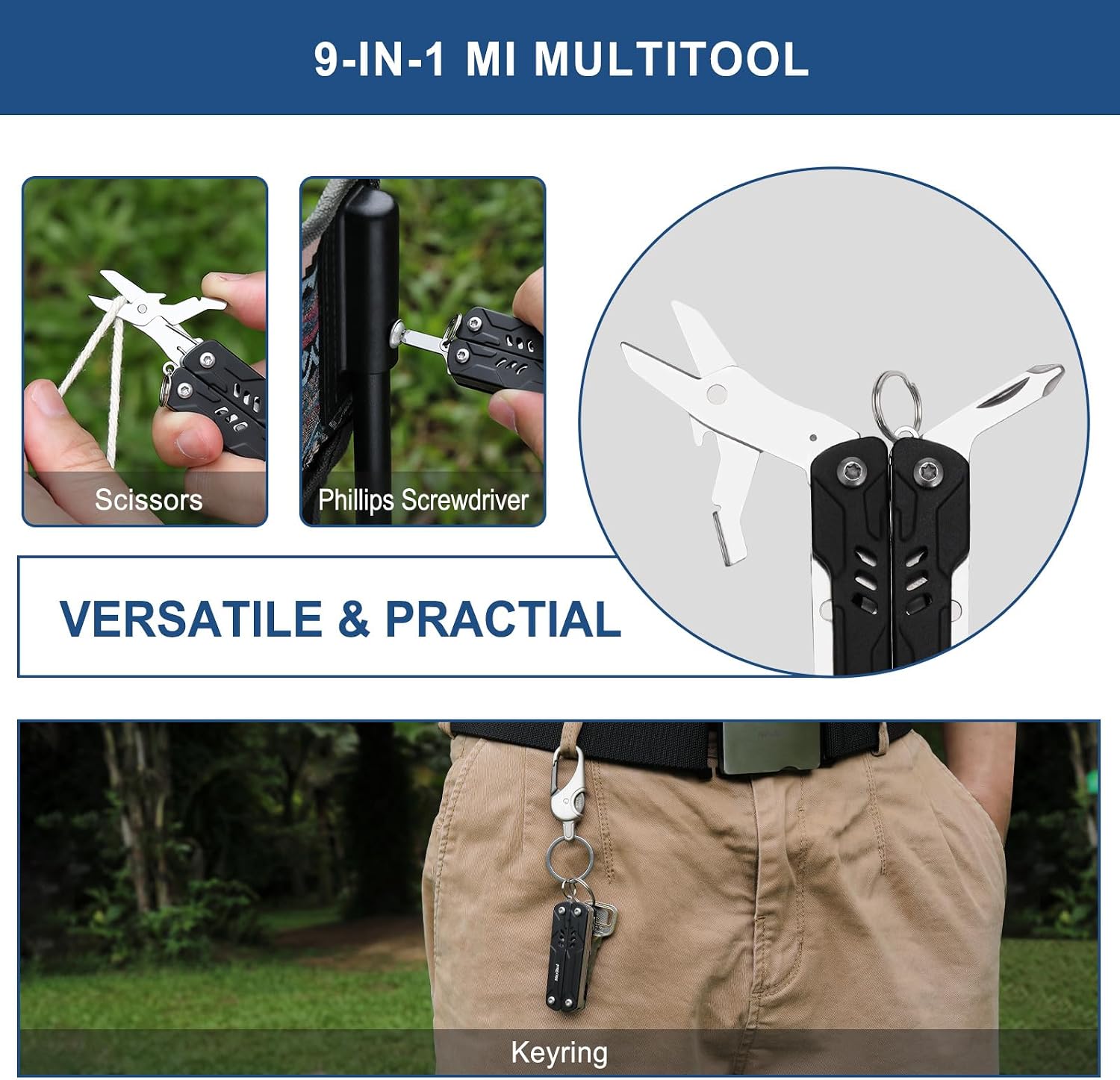 Mini Sailor Lite Keychain Multitool, Bladeless | 9-in-1 Small Multitool, TSA-Compliant, EDC Tools with SIM Extractor