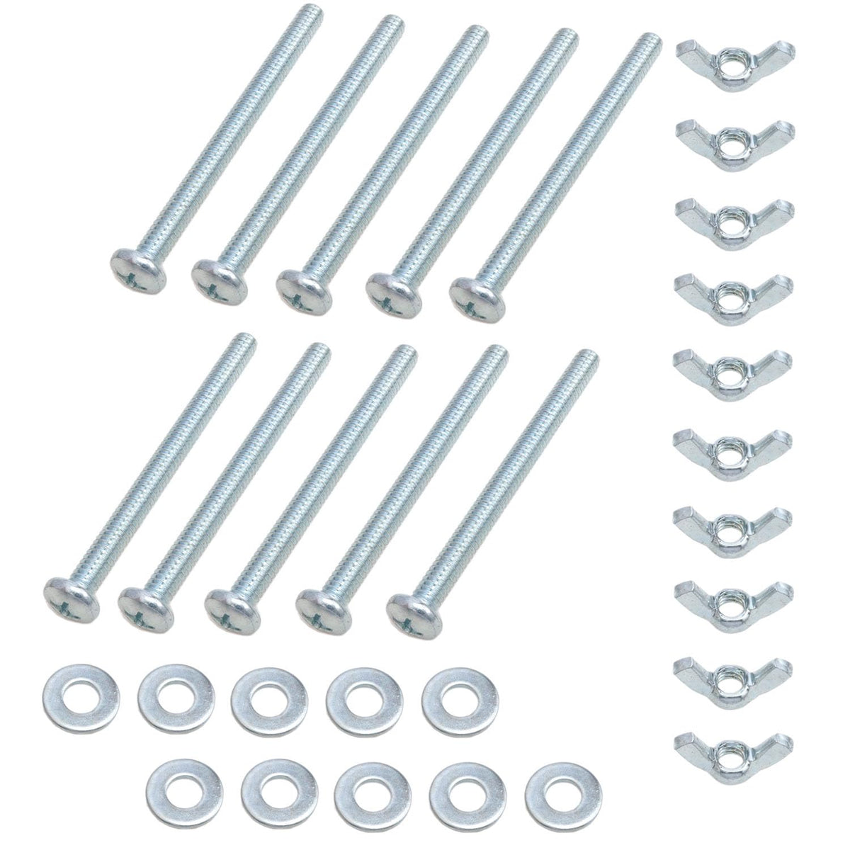 10 Sets 1/4-20 x 3 Inch Wing Nuts and Bolts with Washers