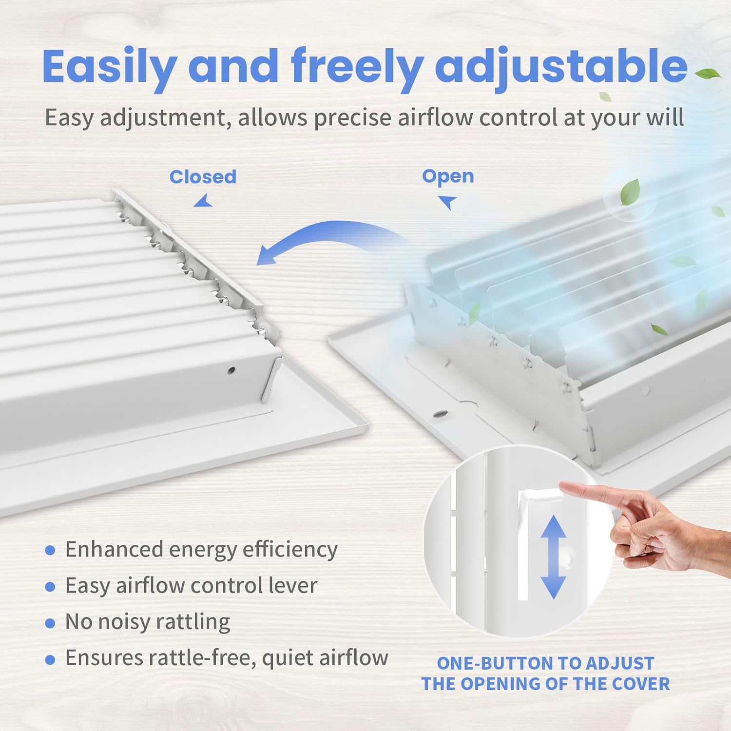 6 x 6 Inch [Duct Opening] Air Vent Covers for Wall or Ceiling - High Airflow 2 Way Steel Ventilation - Adjustable