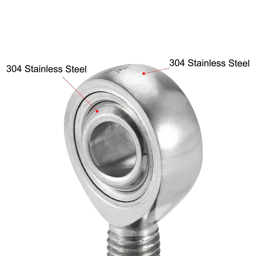 uxcell SSA12T/K Rod End Bearing 12mm Bore Stainless Steel M12x1.75 Male Thread Right Hand