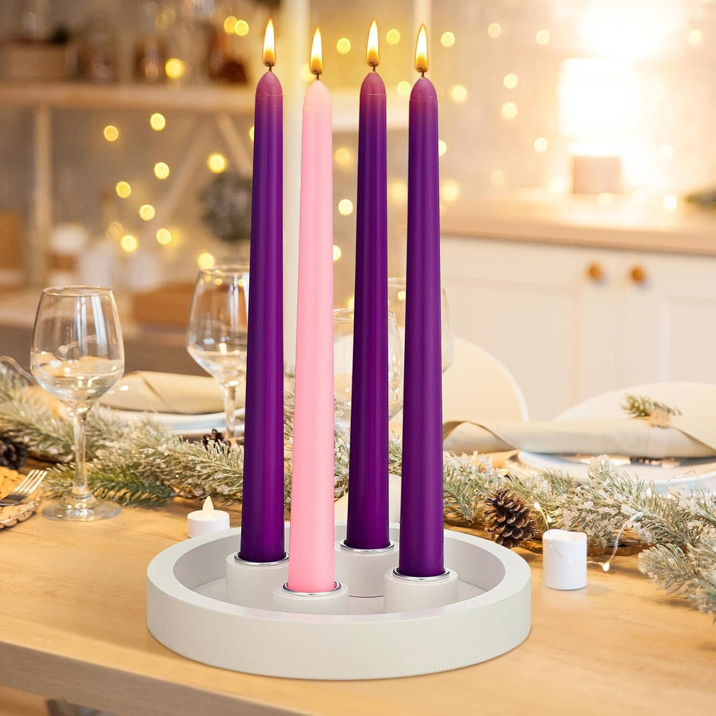 12 Pcs Advent Candle Holder 7 Inch Taper Candles,White,Classic