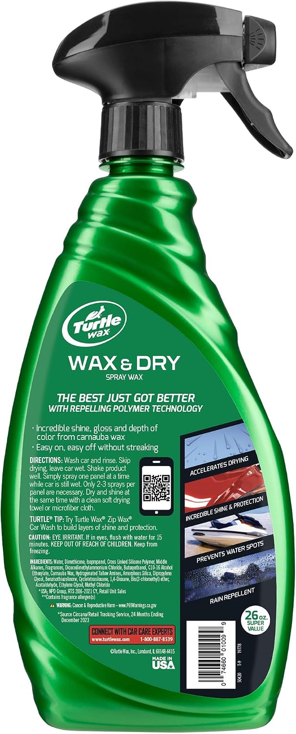 50834 1-Step Wax and Dry, Quick and Easiest Step to High Shine, for Cars, Trucks, Motorcycles and RVs, 26 oz. Double