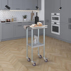 18" x 18" Stainless Steel Work Table with Casters | Heavy Duty Metal Utility Table On Wheels | Kitchen Island Cart