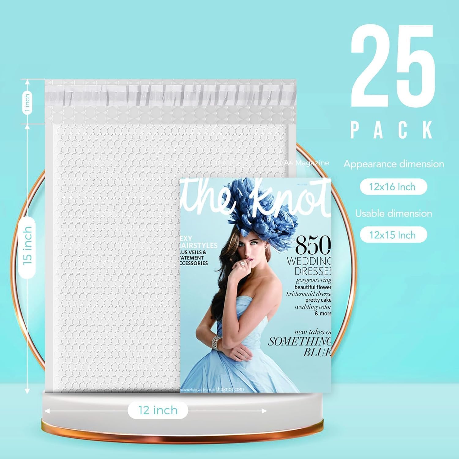 Bubble Mailers 12x15" White Padded Envelopes 25 Pack Self-Seal | Large Bubble Envlopes Strong Adhesion Padded Mailers