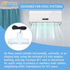 SS1 Condensate Overflow Switch, SS1 Float Switch with 3/4 Inch Adaptor and 6FT Wire, HVAC Overflow Shut Off Float Switch for HVAC System, Detect Condensate Overflow