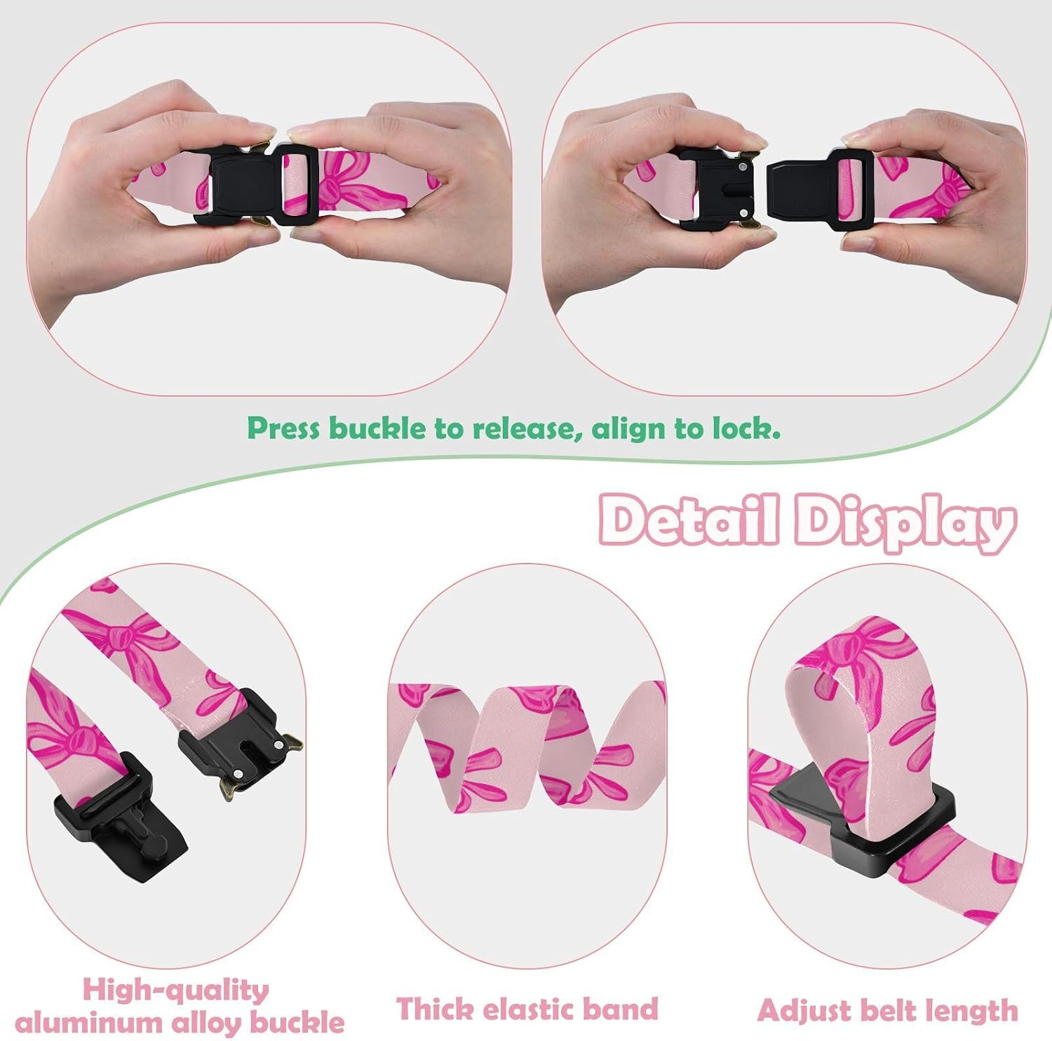 Bow Tie Adjustable Kids Elastic Belts, Girls Boys Stretch Waist Belt with Aluminum Alloy Buckle